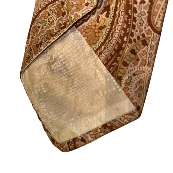 Liberty England Vintage cotton tan brown paisley tie - Picture 4 of 4